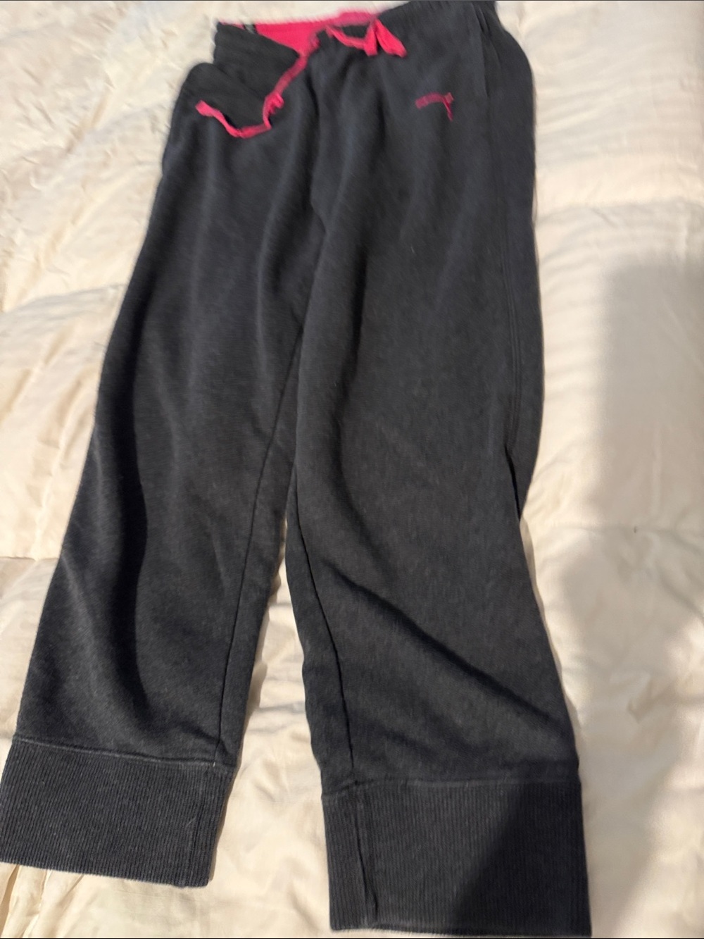 Puma Black Track Pants with Pink Accents